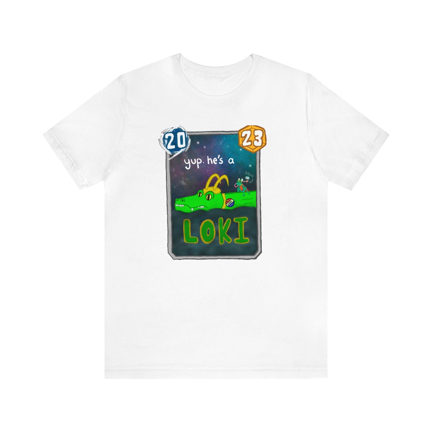 Snap Kang x Spooky Dino Marvel Snap inspired Alligator Loki Card - Unisex Jersey Short Sleeve Tee