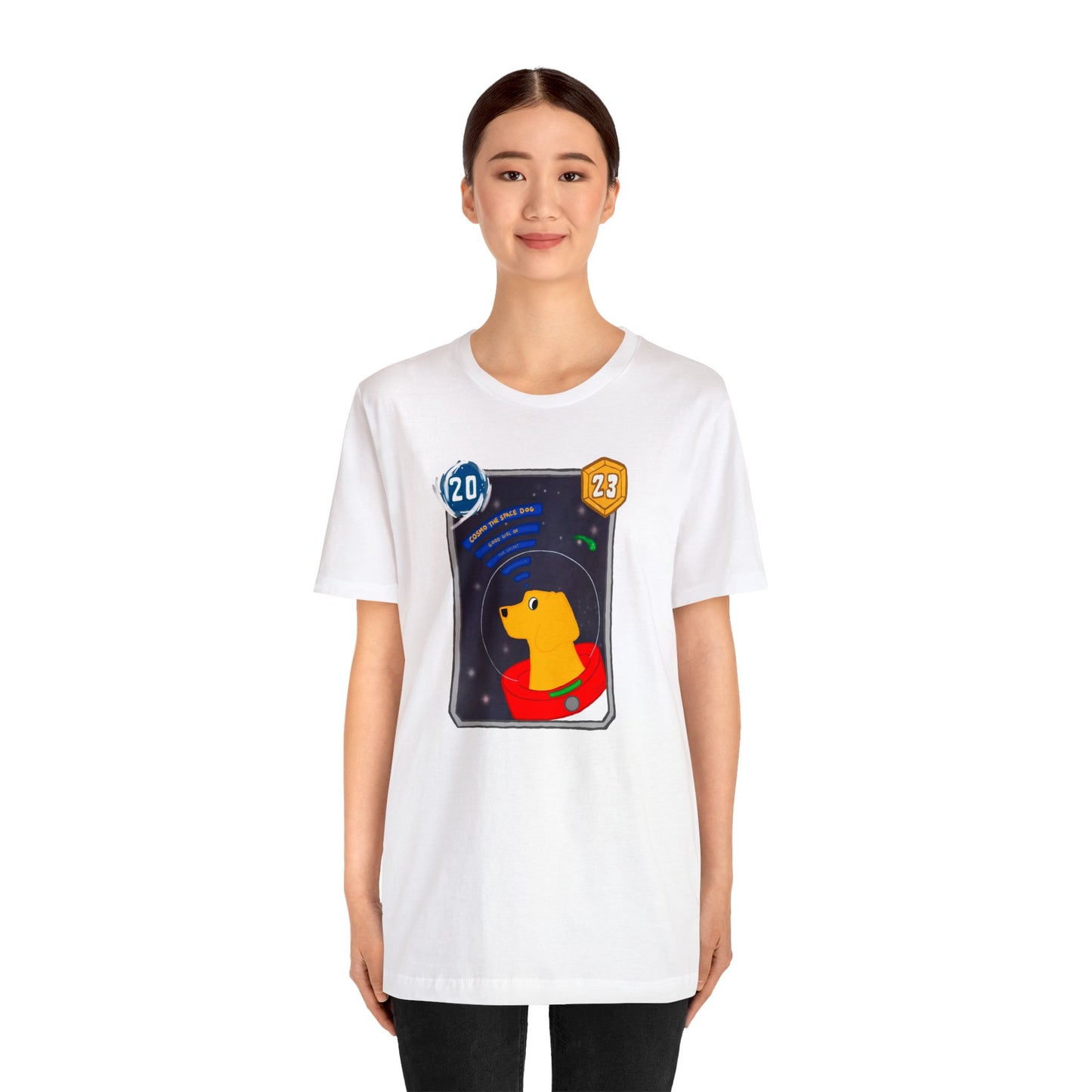 Snap Kang x Spooky Dino Marvel Snap inspired Cosmo Card (Good Girl Variant) - Unisex Jersey Short Sleeve Tee