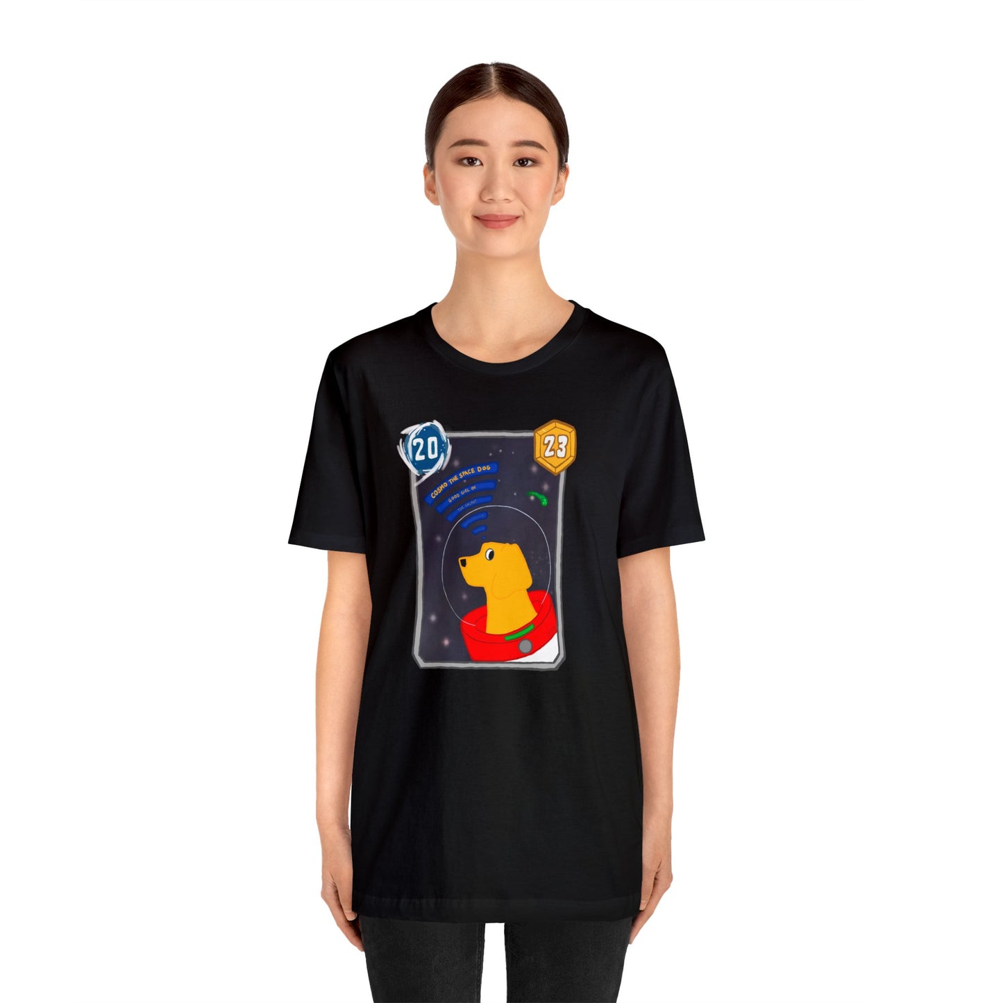 Snap Kang x Spooky Dino Marvel Snap inspired Cosmo Card (Good Girl Variant) - Unisex Jersey Short Sleeve Tee
