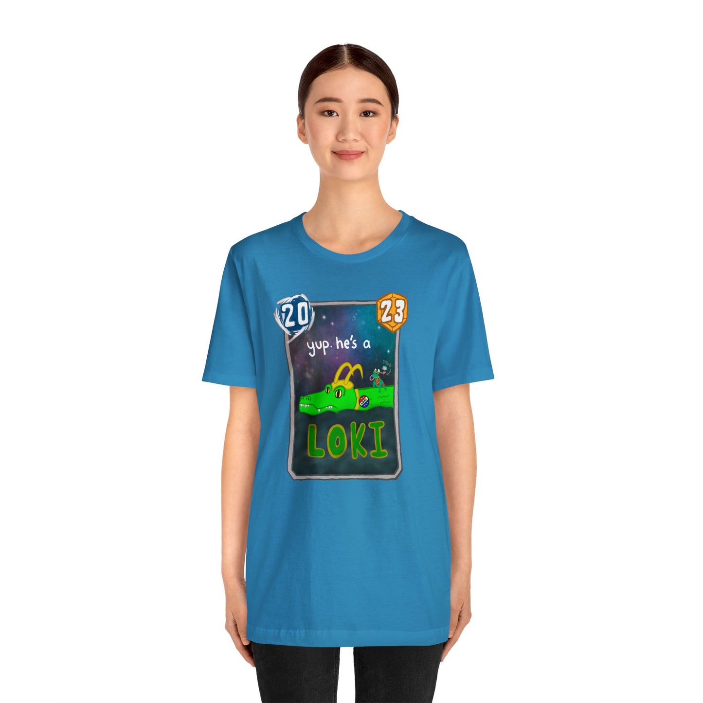 Snap Kang x Spooky Dino Marvel Snap inspired Alligator Loki Card - Unisex Jersey Short Sleeve Tee