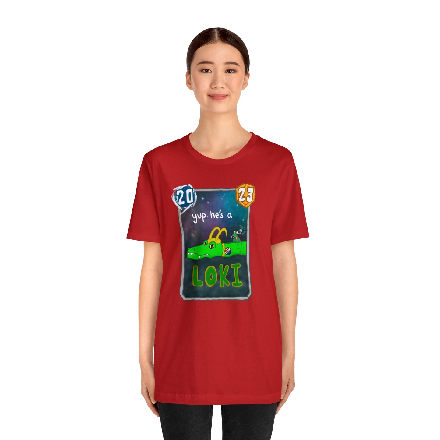 Snap Kang x Spooky Dino Marvel Snap inspired Alligator Loki Card - Unisex Jersey Short Sleeve Tee