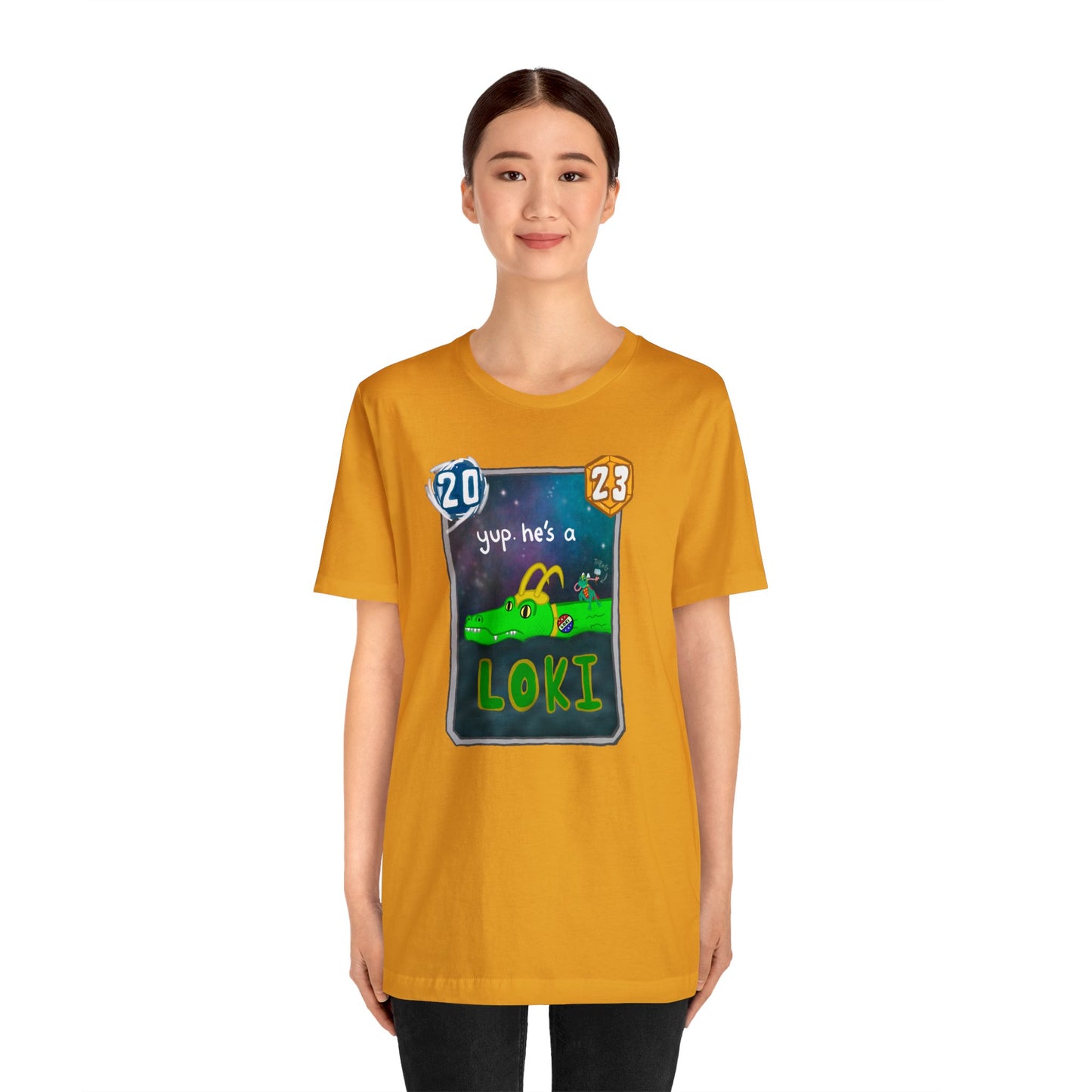 Snap Kang x Spooky Dino Marvel Snap inspired Alligator Loki Card - Unisex Jersey Short Sleeve Tee