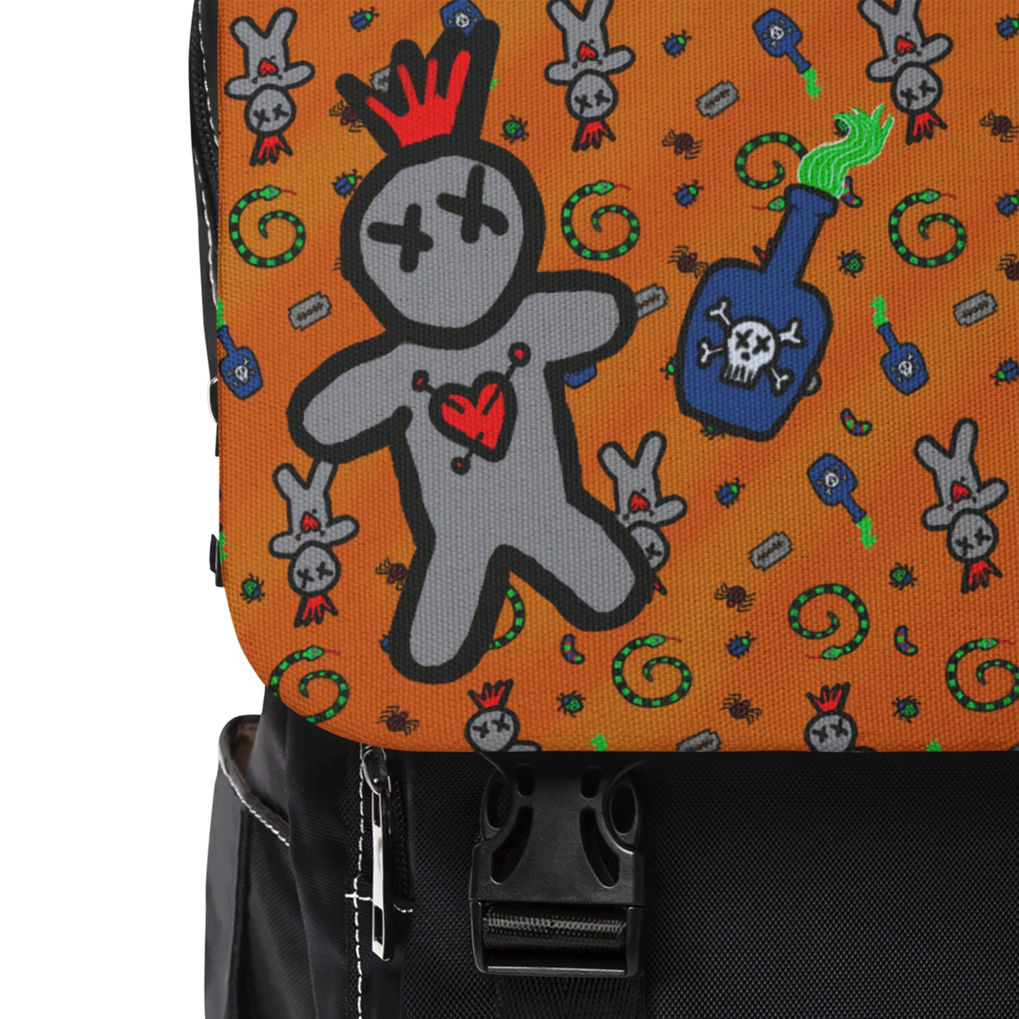 Black Canvas Backpack | Best Canvas Backpack | Spooky Dinosaur