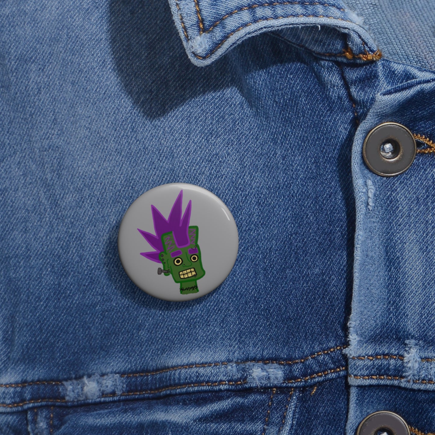 Custom Pin Buttons | Metal Pin Buttons | Spooky Dinosaur