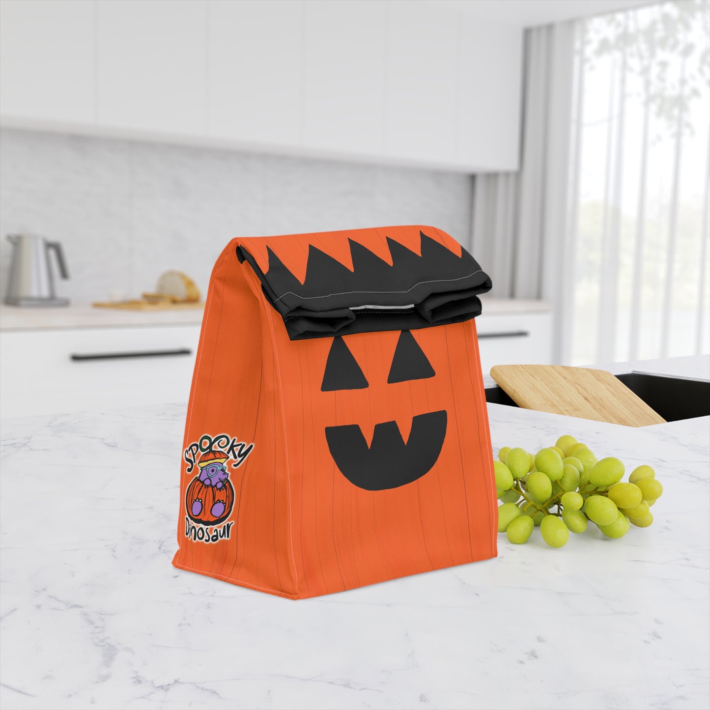 "Tricks and Treats, Please!" Spooky Dino Original - Lunch Bag