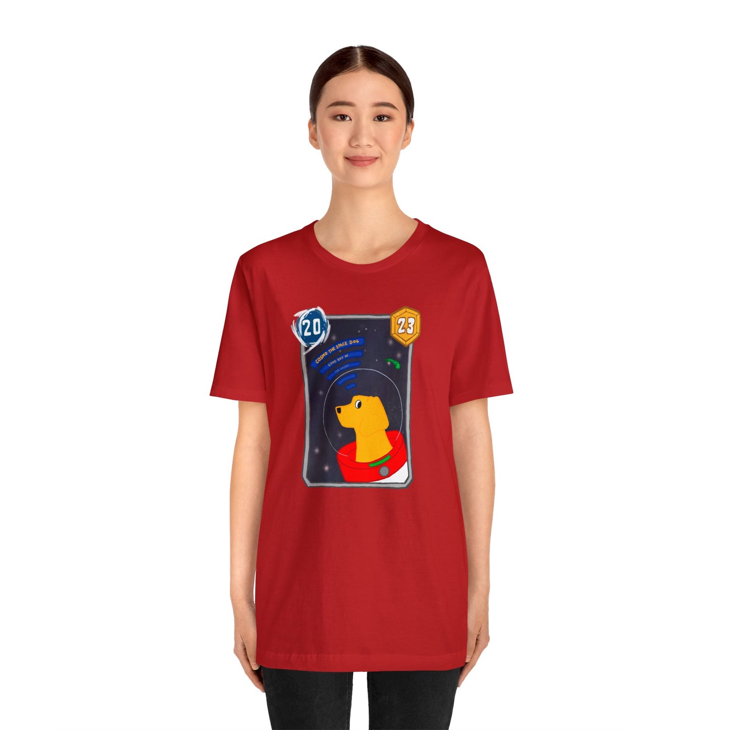 Snap Kang x Spooky Dino Marvel Snap inspired Cosmo Card (Good Boy Variant) - Unisex Jersey Short Sleeve Tee
