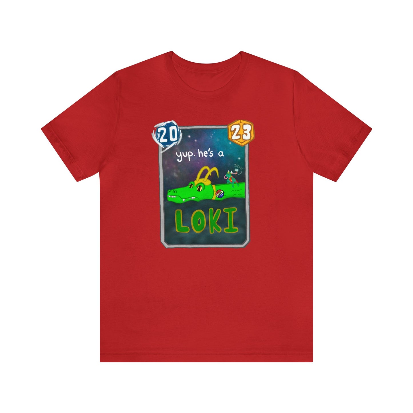 Snap Kang x Spooky Dino Marvel Snap inspired Alligator Loki Card - Unisex Jersey Short Sleeve Tee