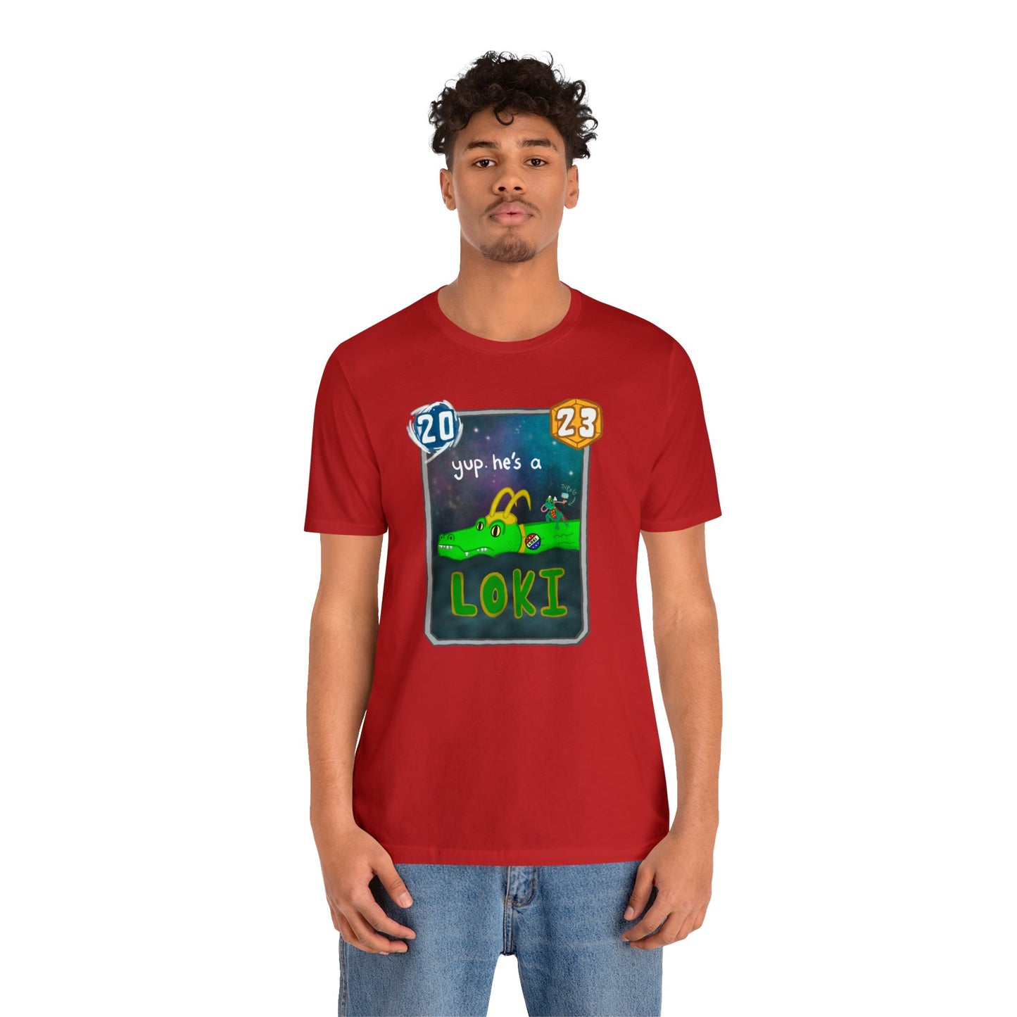 Snap Kang x Spooky Dino Marvel Snap inspired Alligator Loki Card - Unisex Jersey Short Sleeve Tee