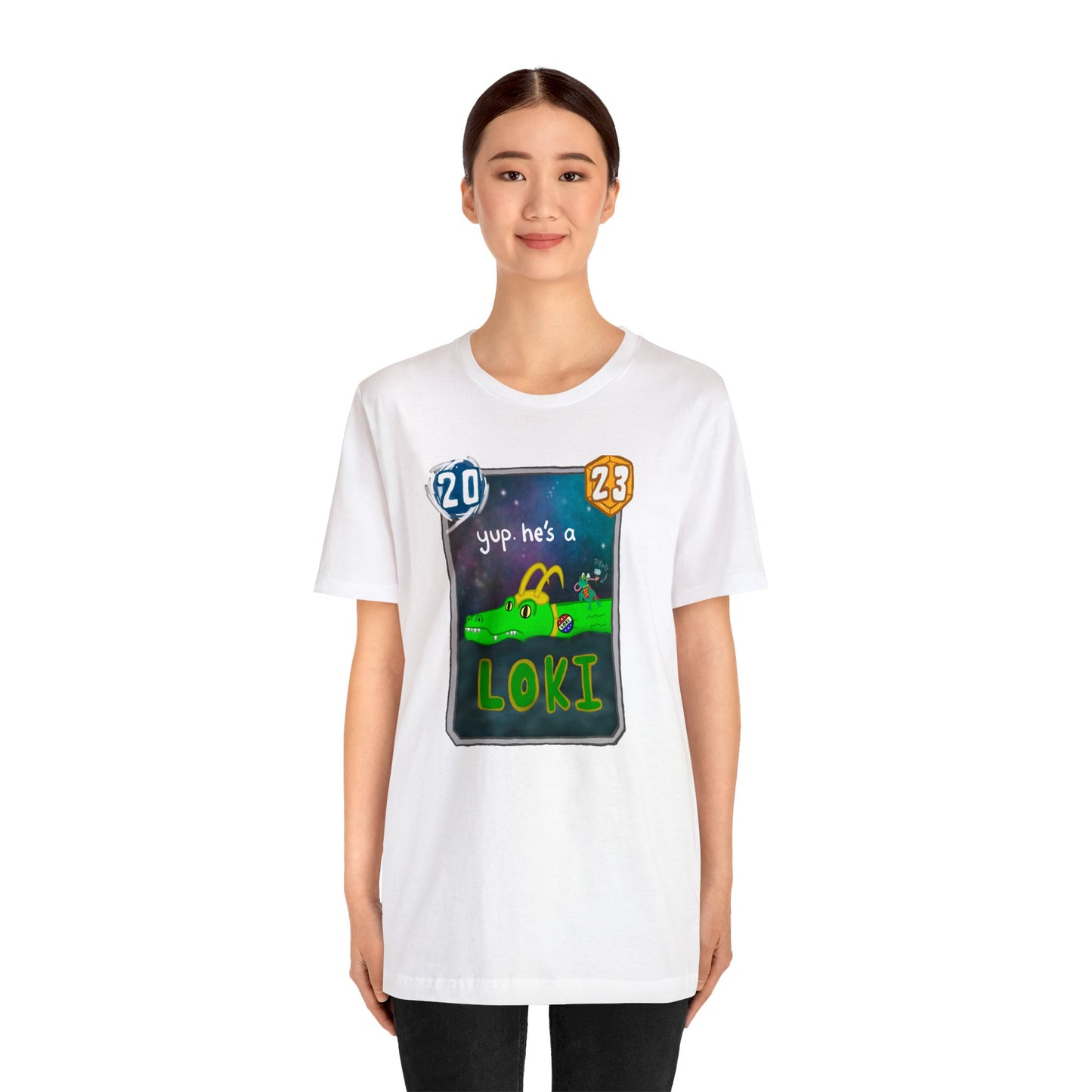 Snap Kang x Spooky Dino Marvel Snap inspired Alligator Loki Card - Unisex Jersey Short Sleeve Tee