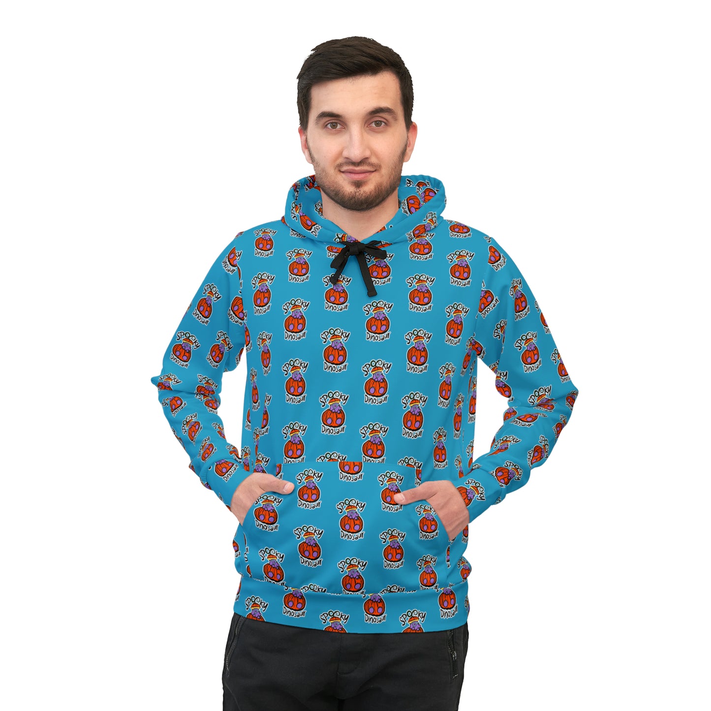 Blue Tiled "Milton" Spooky Dino Original - Athletic Hoodie