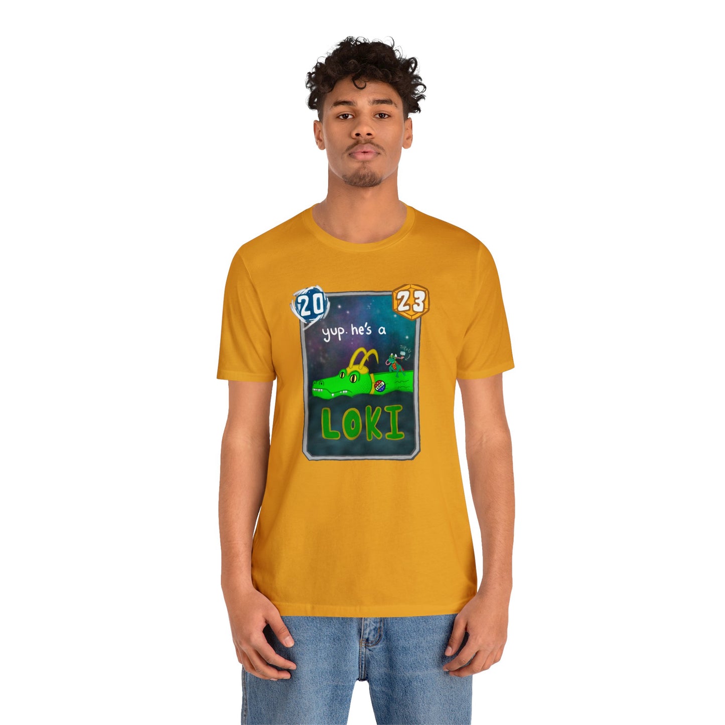 Snap Kang x Spooky Dino Marvel Snap inspired Alligator Loki Card - Unisex Jersey Short Sleeve Tee