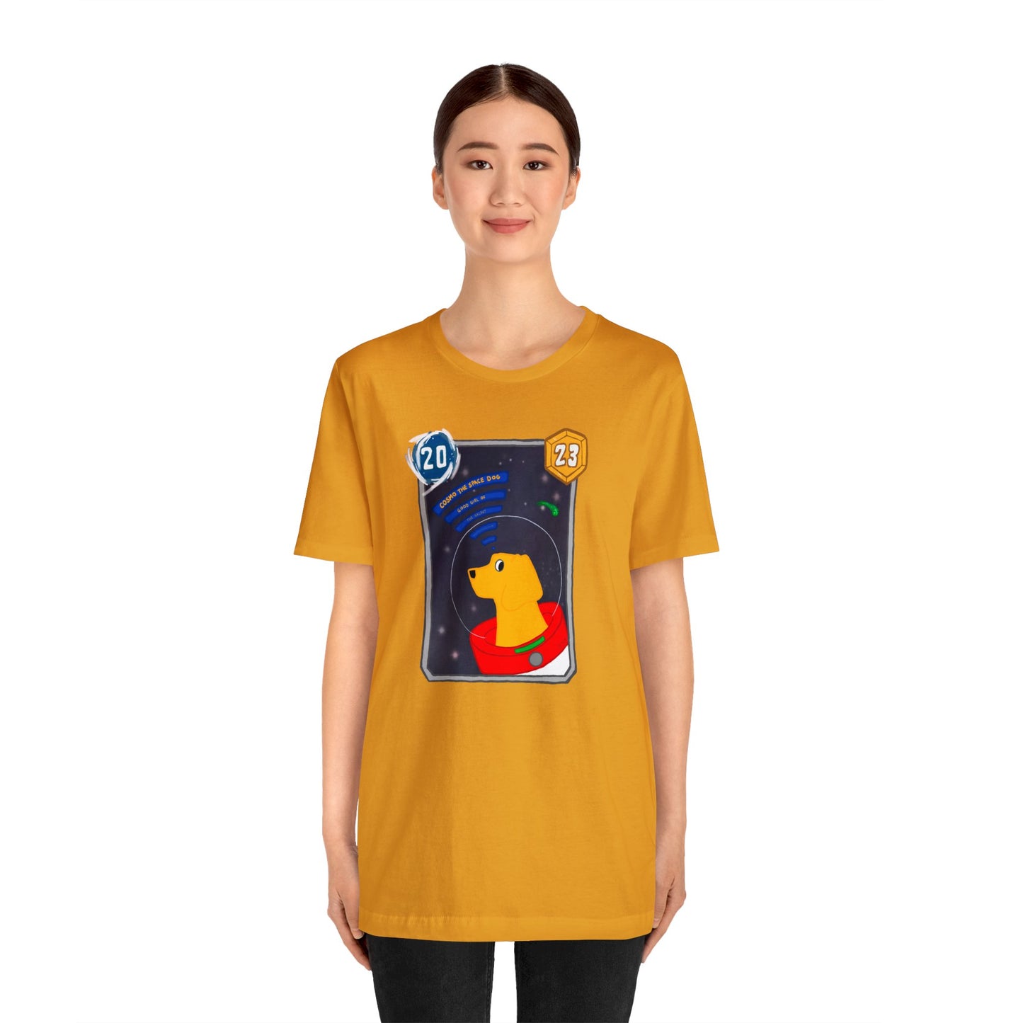 Snap Kang x Spooky Dino Marvel Snap inspired Cosmo Card (Good Girl Variant) - Unisex Jersey Short Sleeve Tee