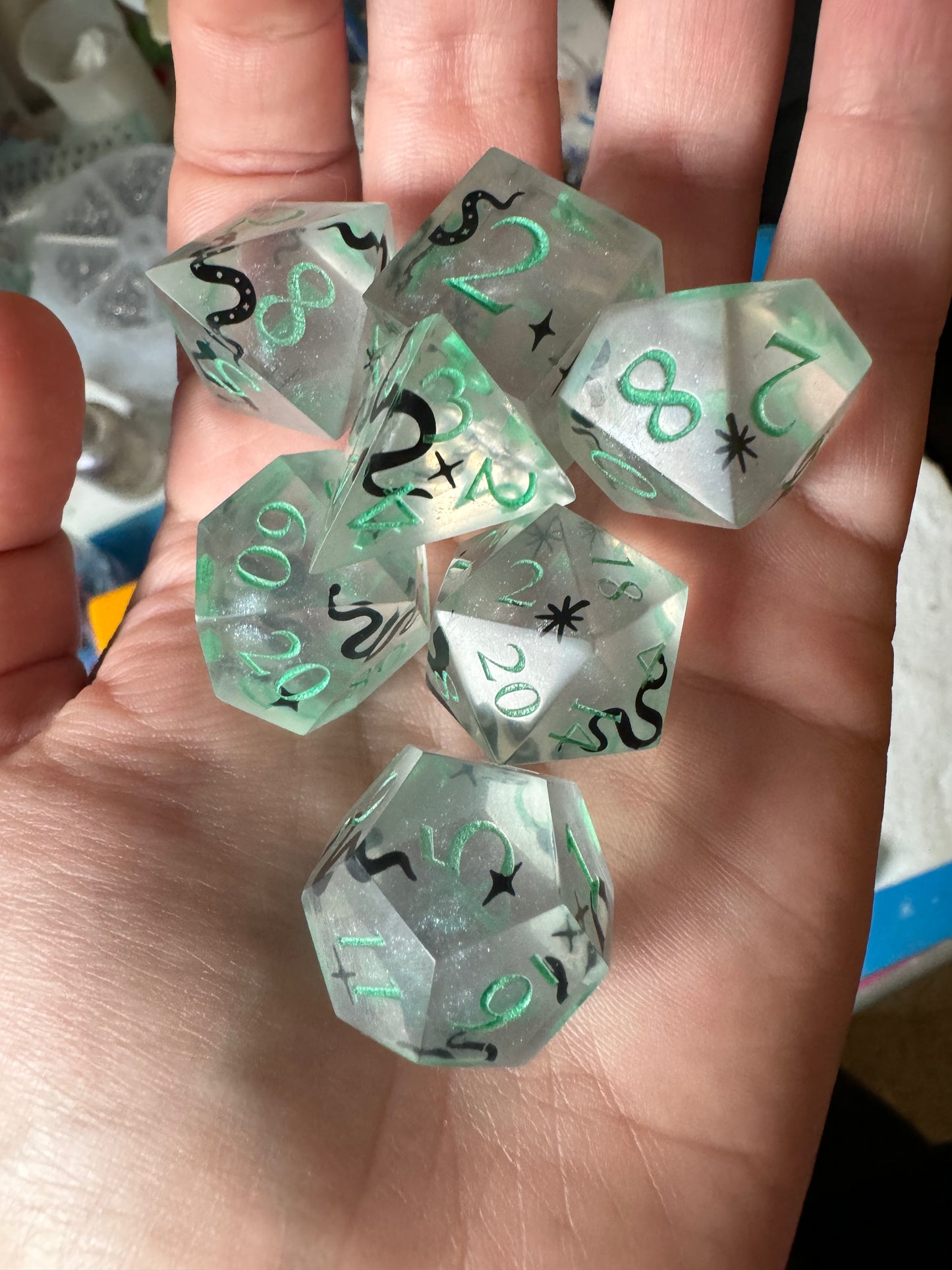 Snakes & Green Glow Gaming Dice Set