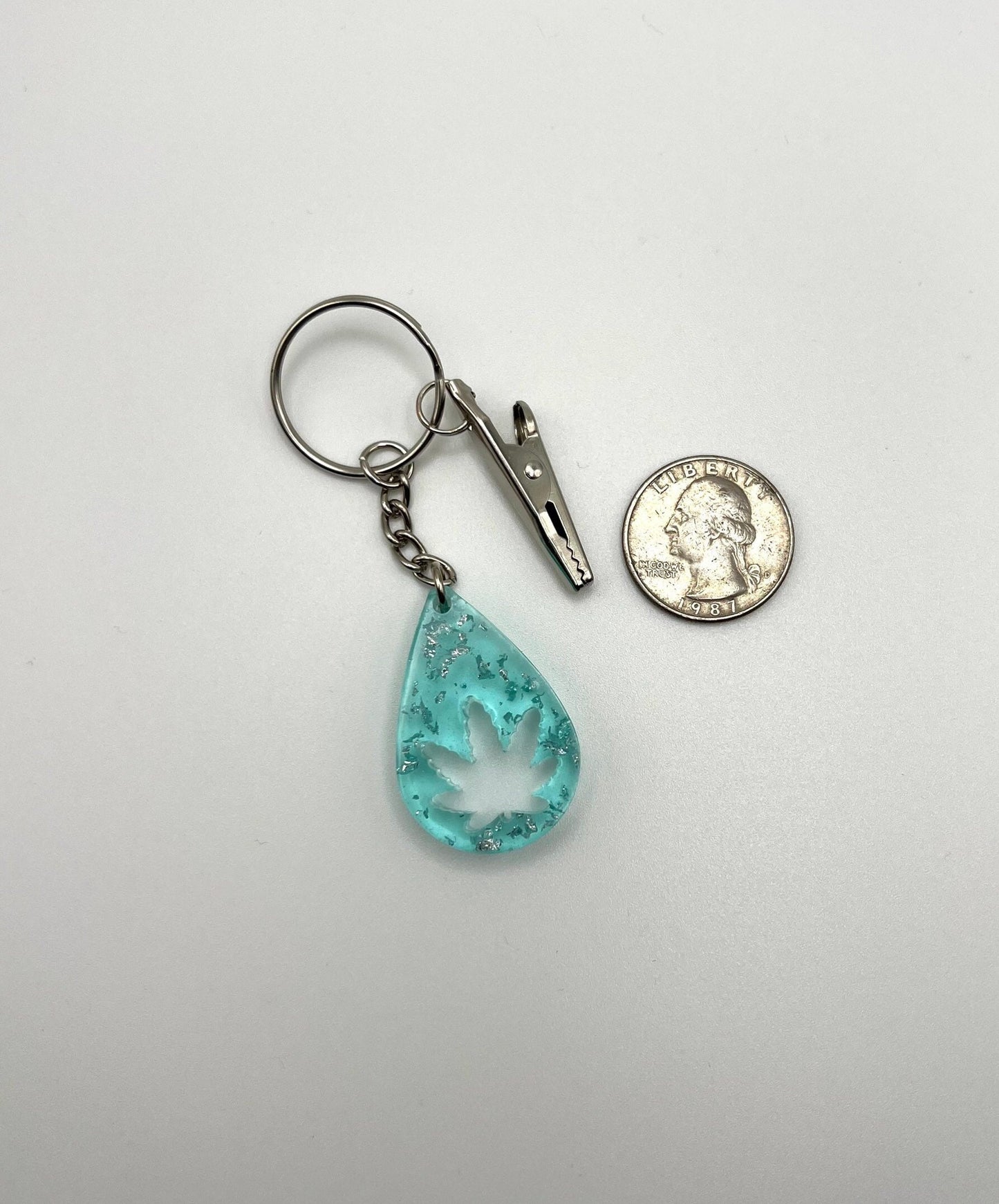 Cannabis Leaf Cutout Keychain with Clip