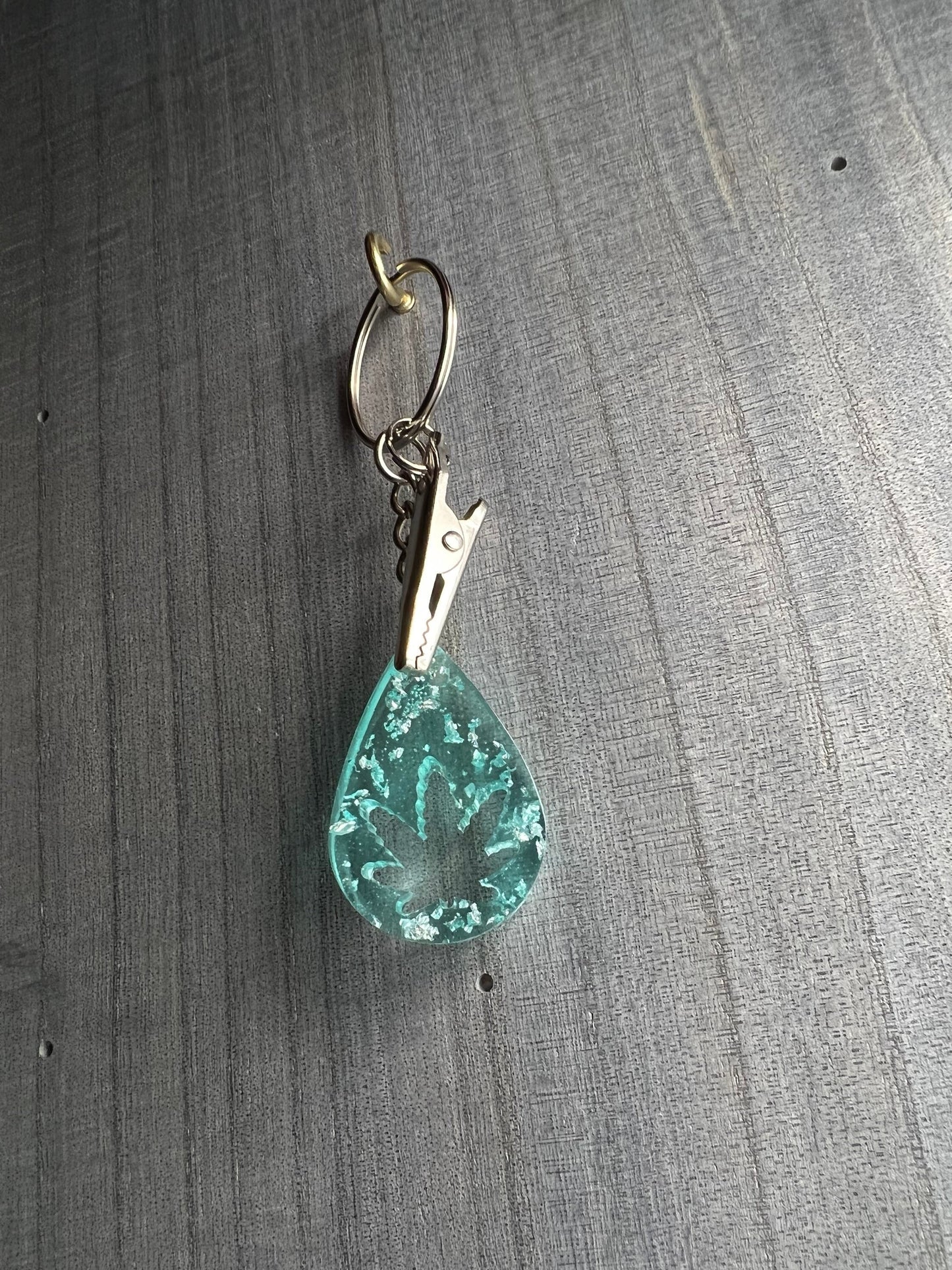 Cannabis Leaf Cutout Keychain with Clip