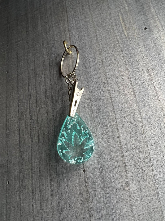 Cannabis Leaf Cutout Keychain with Clip