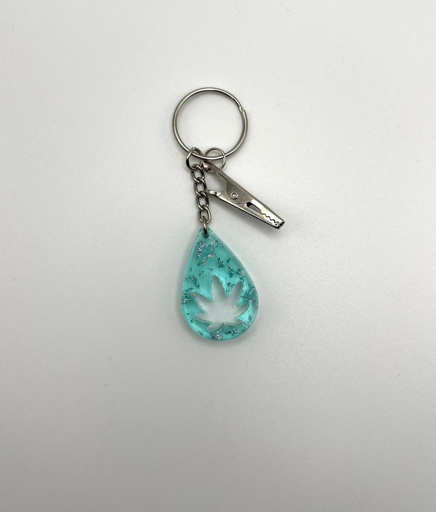 Cannabis Leaf Cutout Keychain with Clip