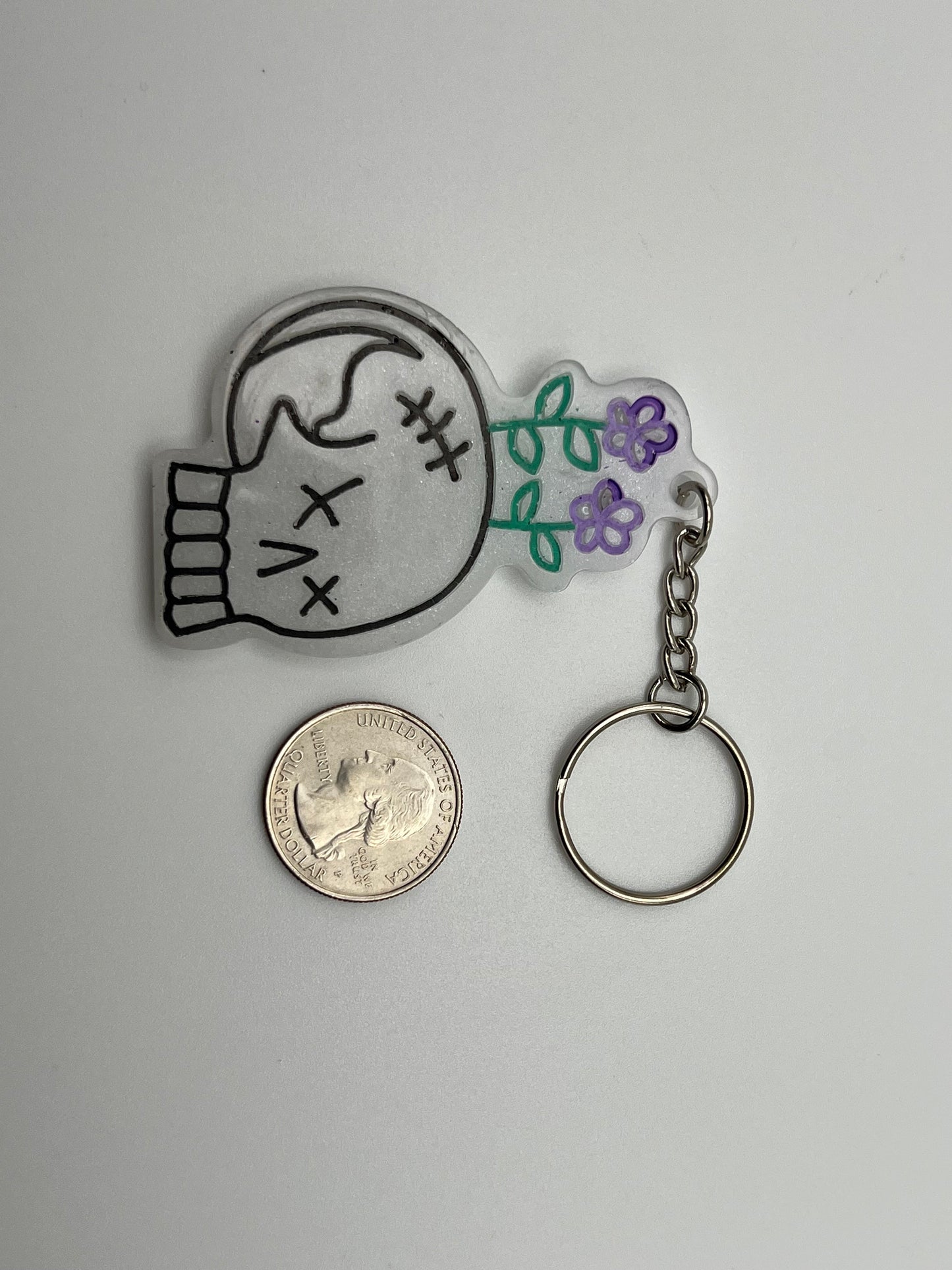 Flower Skull Keychain