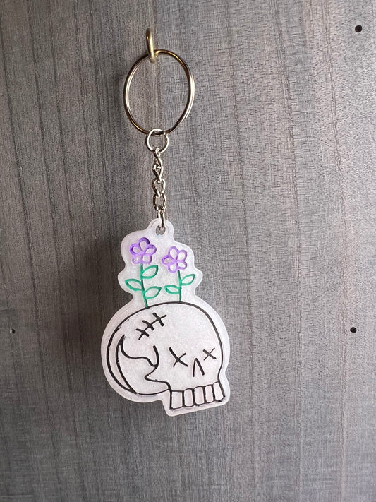 Flower Skull Keychain