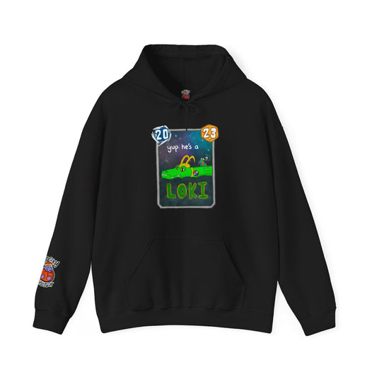 Snap Kang x Spooky Dino Marvel Snap inspired Alligator Loki Card - Unisex Heavy Blend™ Hooded Sweatshirt