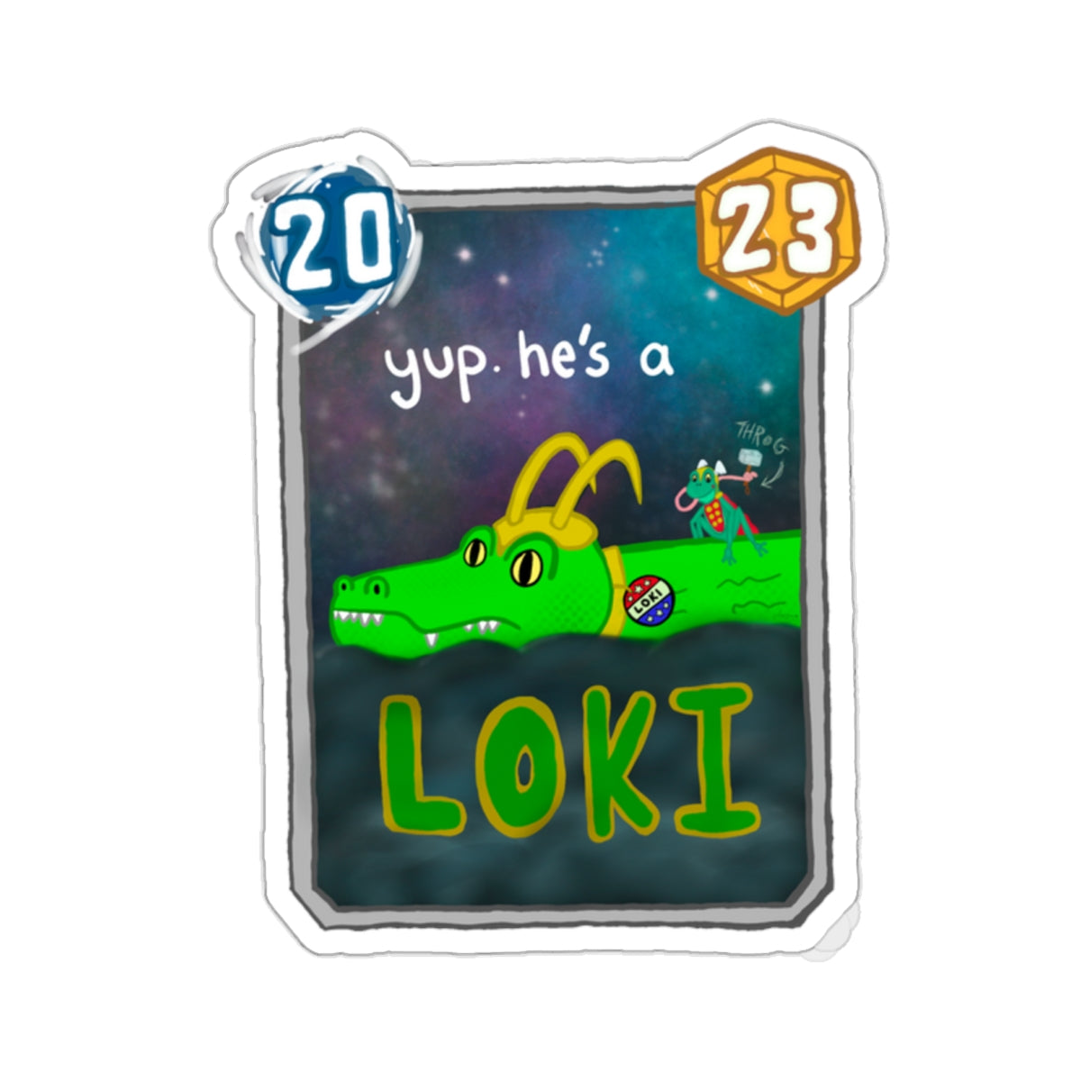 Snap Kang x Spooky Dino Marvel Snap inspired Alligator Loki Card - Stickers