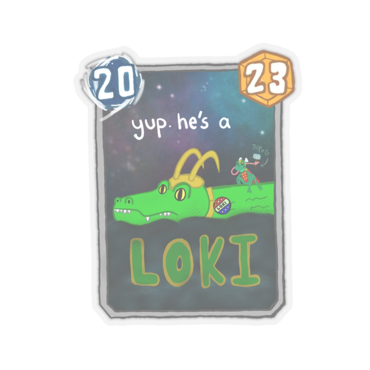 Snap Kang x Spooky Dino Marvel Snap inspired Alligator Loki Card - Stickers
