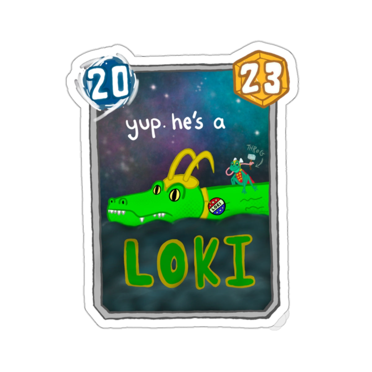 Snap Kang x Spooky Dino Marvel Snap inspired Alligator Loki Card - Stickers