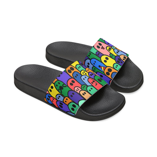 Women's Slide Sandals | Custom Slides Sandals | Spooky Dinosaur